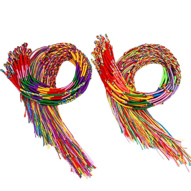 Resinta 100 Pieces Handmade Braided Bracelets Assorted Colors Friendship Cords Thread Bracelets Party Supply Favors for Wrist Anklet - Image 1